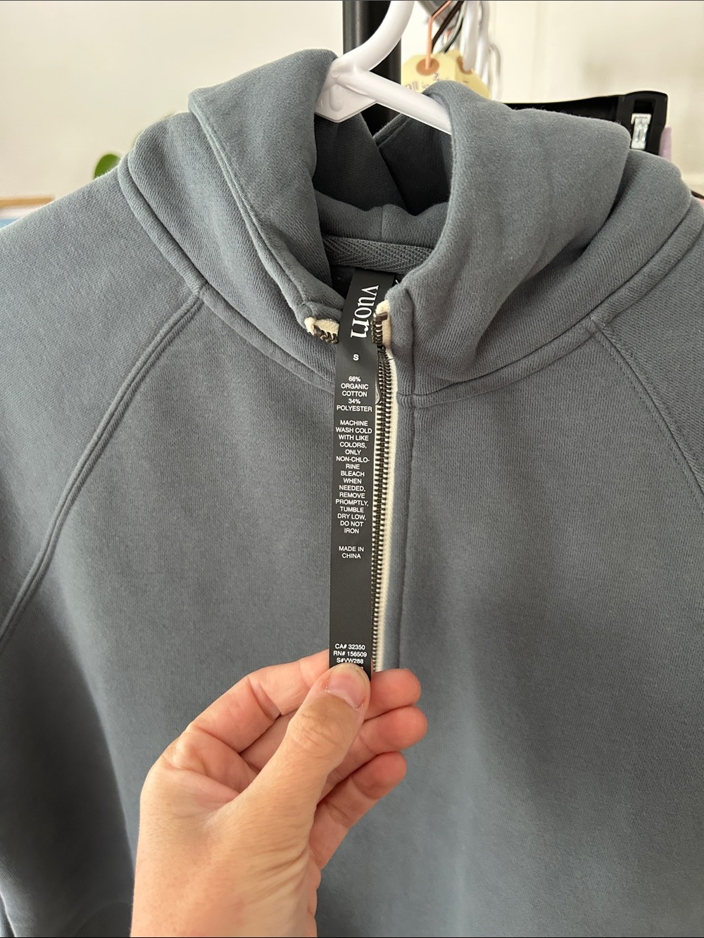 NWT Vuori Restore Half Zip Hoodie. Size small. Smoke Blue - Picture 3 of 5